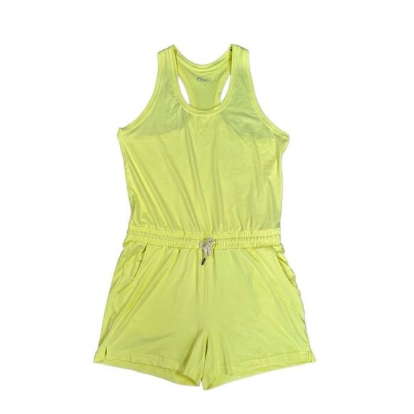 Zyia Active Lemon Laguna Downtime Romper RC Neon Drawstring Waistband Pockets L - Picture 2 of 12
